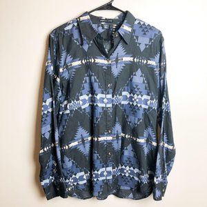 American Living Aztec Western Print Button Down